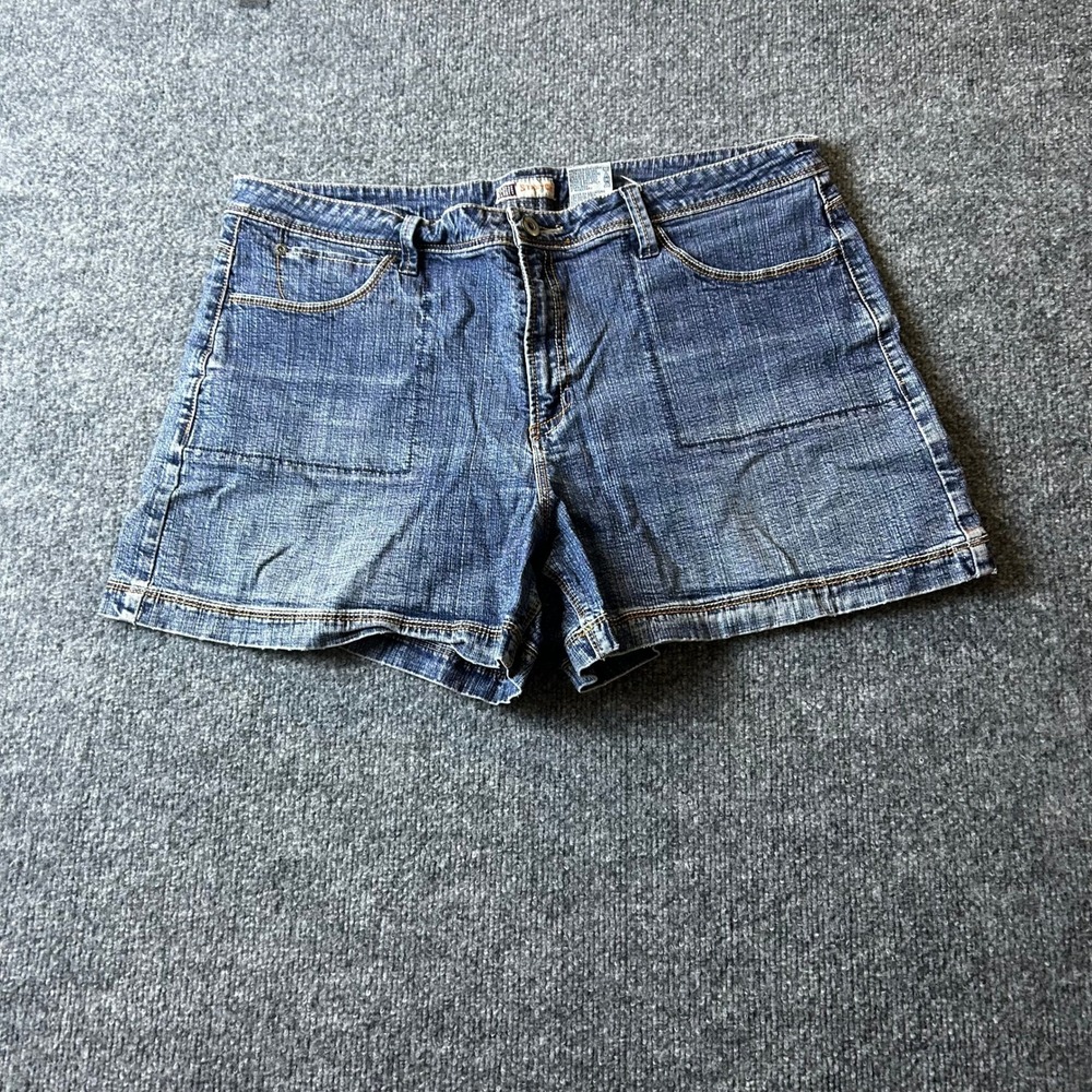Faded Glory Denim Shorts Womens Size 16 Blue Stretch Casual Front Patch Pockets